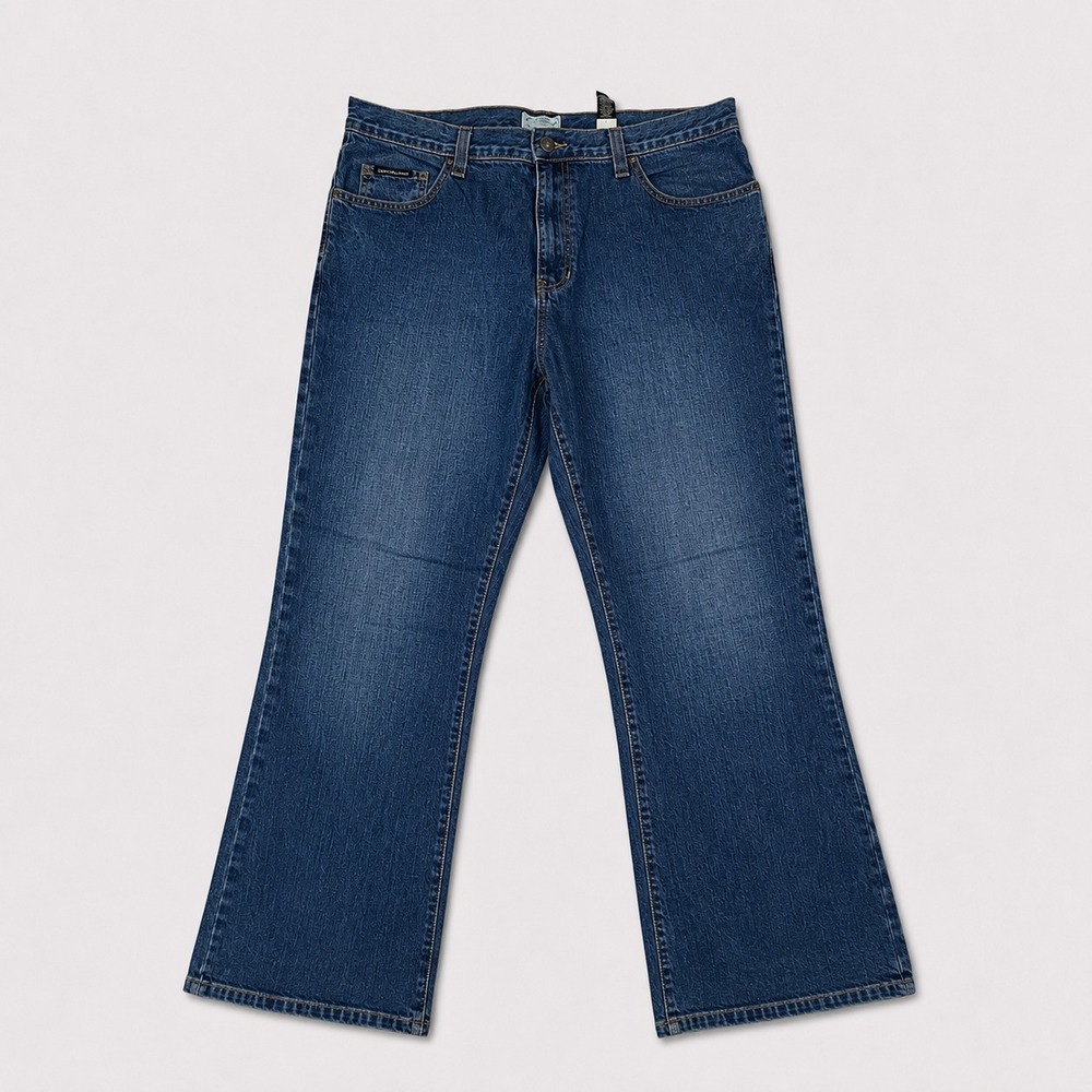 DKNY Jeans Mens 36x30 Blue Low Rise Bootcut Flare Denim Jeans Cotton